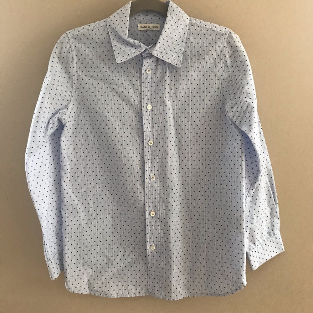 Babe & Tess Cotton Blue Star Button Up Boys Size 8